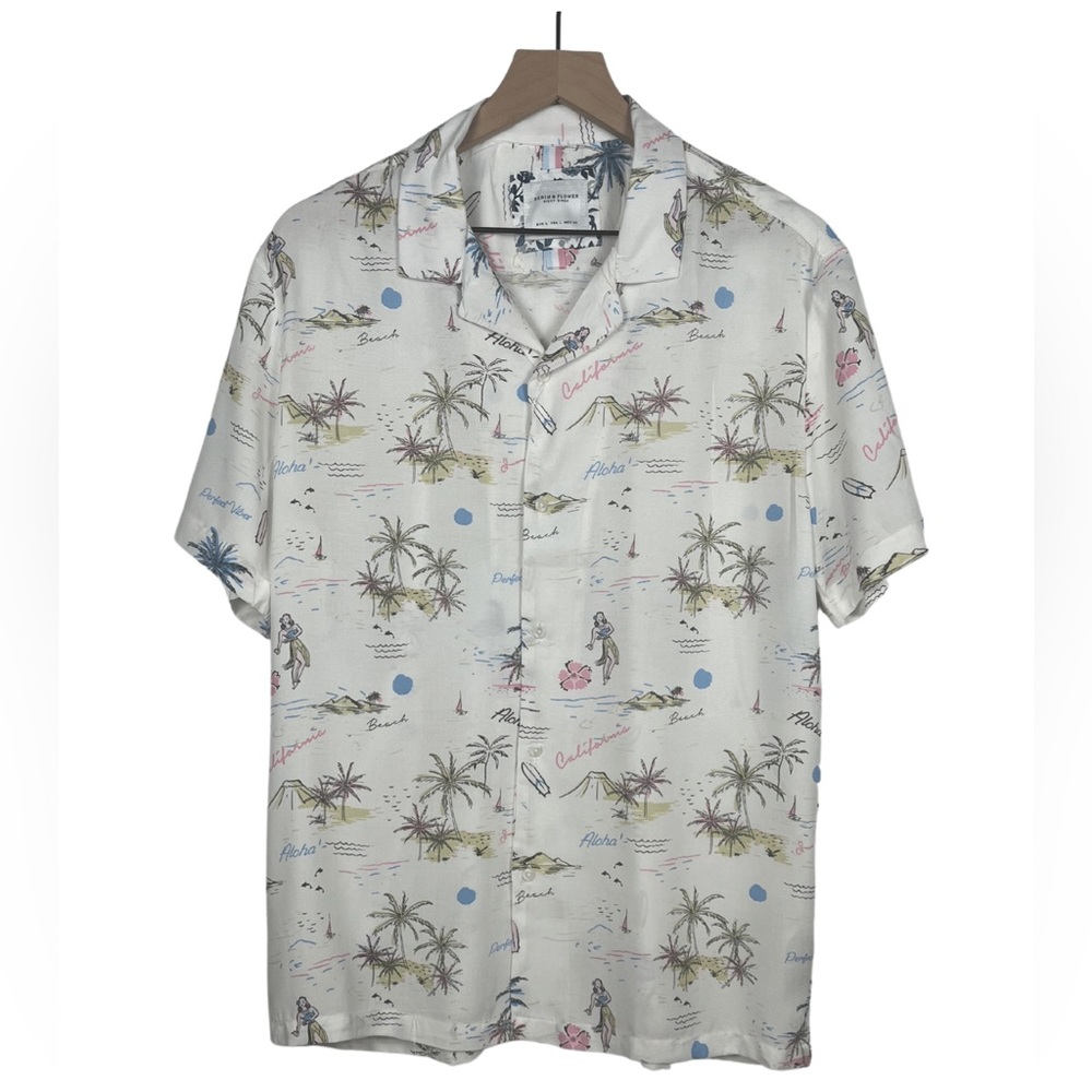 Denim & Flower Casual Short Sleeve Refresh button down shirt Size L